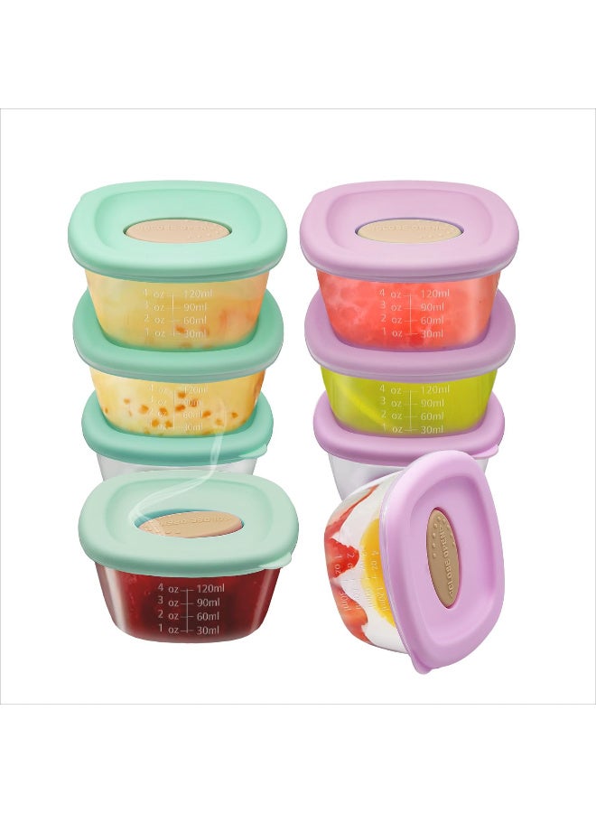 ZERIFAM Baby Food Storage Containers, 4 oz Baby Food Jars with Lids, Leak Proof Reusable Snack Containers, Freezer, Microwave and Dishwasher Safe, Suitable for Nurseries, Schools and Travel - Image 1